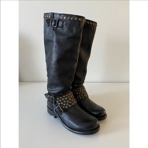 SOLD FRYE Women's Jenna Studded Tall Boot Dark Brown 6